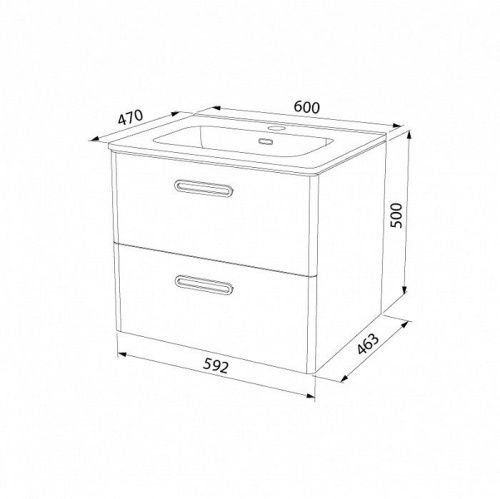 Тумба с раковиной Iddis Brick BRI60W0i95K 60х50 подвесная цвет белый - фото 3