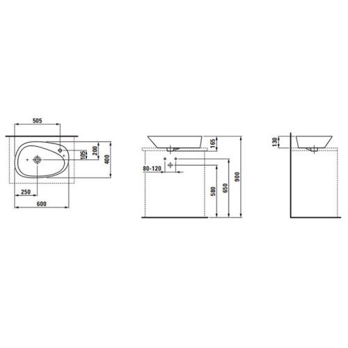 Раковина керамическая Laufen Palomba 8.1680.3.400.104.1 60 см накладная цвет белый 1 отверстие под смеситель - фото 2