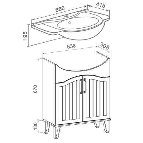 Тумба под раковину Runo Марсель 00-00001200 60х30 напольная цвет белый - фото 4