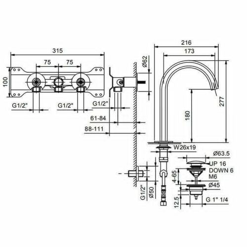 Внутренняя часть смесителя на 1 отверстие Fantini X-Steel 316 19 00 5911A - фото 2