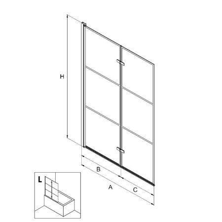 Душевая шторка на ванну New Trendy SUPERIA Black P-0054 100х150 стекло прозрачное профиль черный ориентация левая