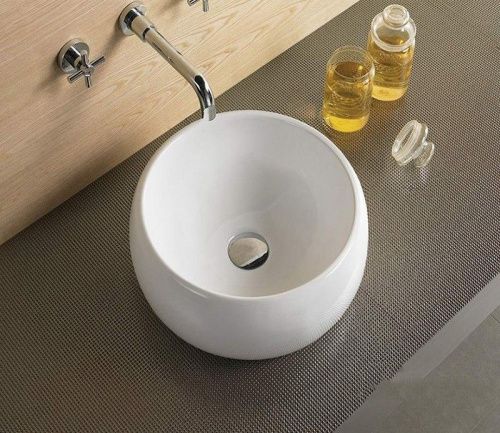 Раковина из сантехнического фаянса CeramaLux 5004 40х40 накладная цвет белый без отверстий под смеситель - фото 4