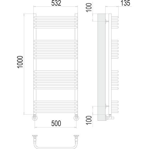 Полотенцесушитель водяной Terminus 4670078529800 55х100 хром - фото 3
