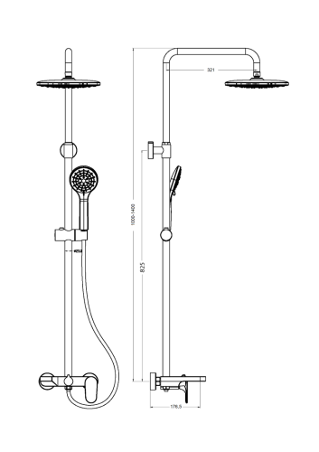 Душевая стойка Boheme Spectre 458-MG настенная цвет золото - фото 2