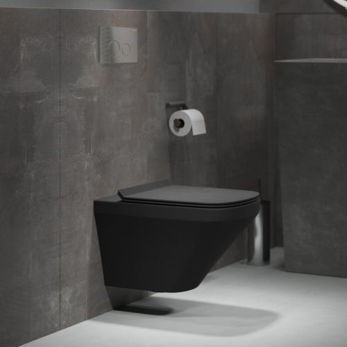 Унитаз подвесной Grossman Санфаянс GR-4440BMS черный с сиденьем микролифт безободковый каскадный смыв - фото 4