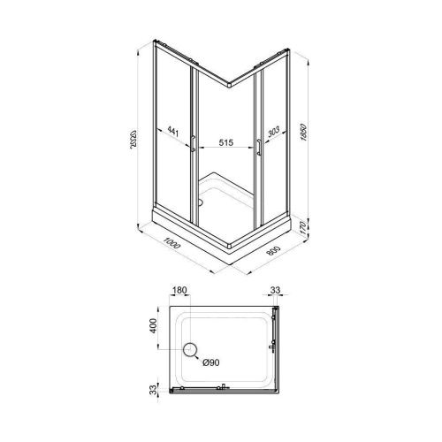 Душевой уголок Тритон Фьюжн Щ0000074051 100х80 стекло с рисунком профиль белый без поддона - фото 4