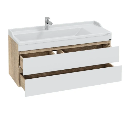 Тумба под раковину СанТа Марс 700425 120х50 подвесная цвет белый/коричневый - фото 3