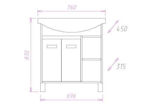 Тумба под раковину Onika Гамма 107511 70х30 напольная цвет бежевый/коричневый - фото 3