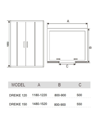 Душевая дверь River DREIKE 10000002357 150х185 стекло матовое профиль хром - фото 2