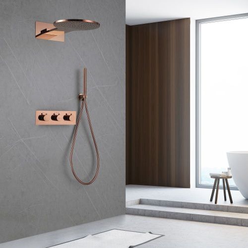 Душевая система Abber AF8151RG встраиваемая в стену цвет золото с термостатом - фото 2