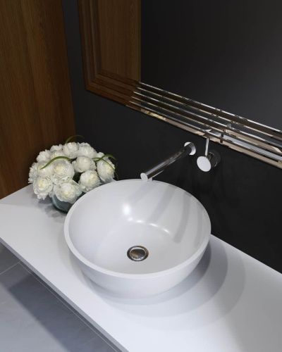 Раковина из искусственного камня Holbi MOON 2.02.001.44.4 40х40 накладная цвет серый - фото 2