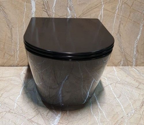 Унитаз подвесной CeramaLux 5178-18 черный с сиденьем микролифт безободковый каскадный смыв - фото 2