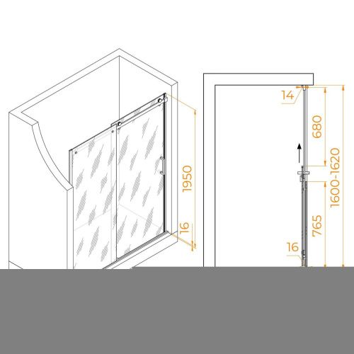 Душевая дверь RGW Tornado 02071416-11 160х195 стекло прозрачное профиль хром - фото 2