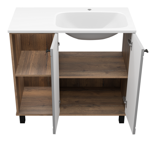 Тумба под раковину Brevita Lumus LUM-06090-0842ЯP 90х40 напольная цвет серый/коричневый - фото 4