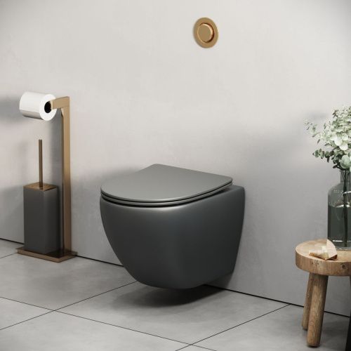 Унитаз подвесной Grossman Color GR-4455GMS серый с сиденьем микролифт безободковый каскадный смыв - фото 5