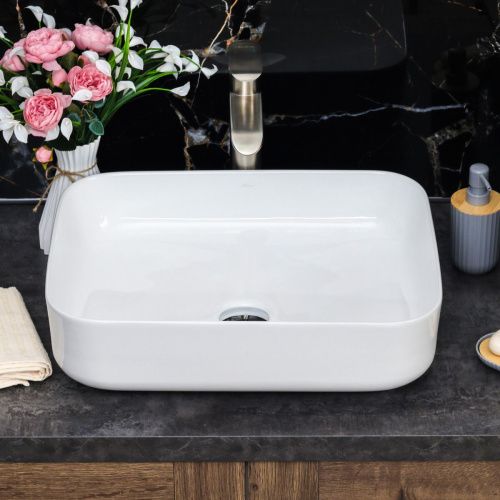 Раковина из сантехнического фарфора Melana 78109-805 50х40 накладная цвет белый без отверстий под смеситель - фото 3