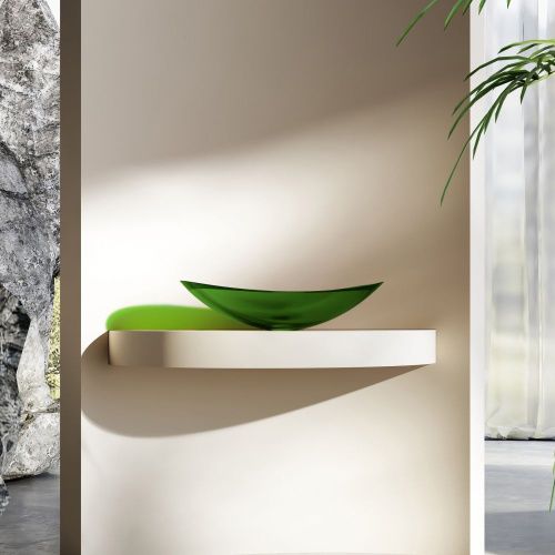 Раковина из полиэфирной смолы Abber KRISTALL AT2808Emerald 60х40 накладная цвет зеленый без отверстий под смеситель - фото 4