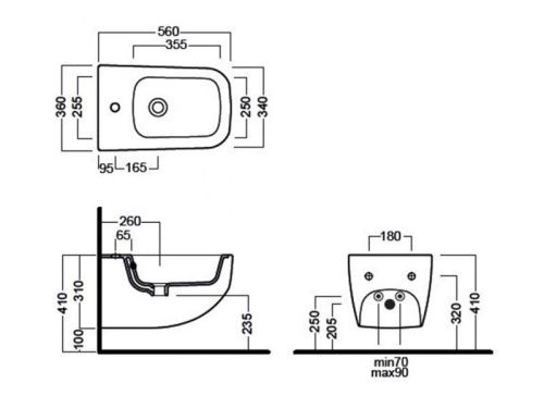 Биде подвесное Hatria NEXT A0Y1F225 цвет белый - фото 3