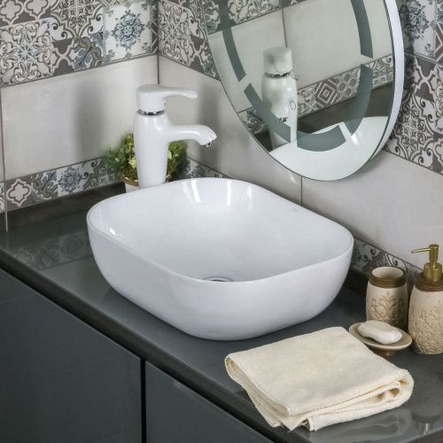 Раковина мебельная из сантехнического фаянса Melana A419-803 50х40 накладная цвет белый - фото 3