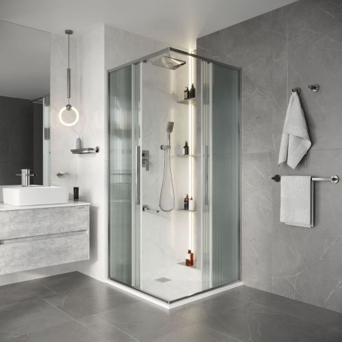 Душевой уголок Niagara Nova NG-4623-34 90х90 стекло рифленое профиль хром без поддона - фото 3
