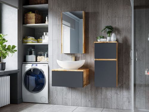 Тумба под раковину Misty Ива П-Ива-01090-481Я 90х50 подвесная цвет серый/коричневый - фото 5