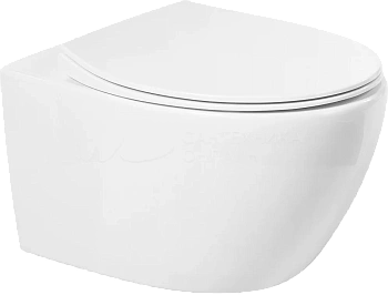 Унитаз подвесной Art&Max ELEGANT AM9316CHR белый с сиденьем микролифт безободковый каскадный смыв