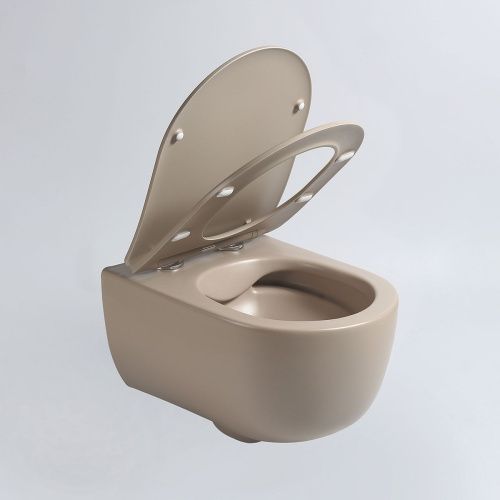 Унитаз подвесной Vincea Evo VT1-34SMC коричневый с сиденьем микролифт безободковый душевой смыв - фото 5