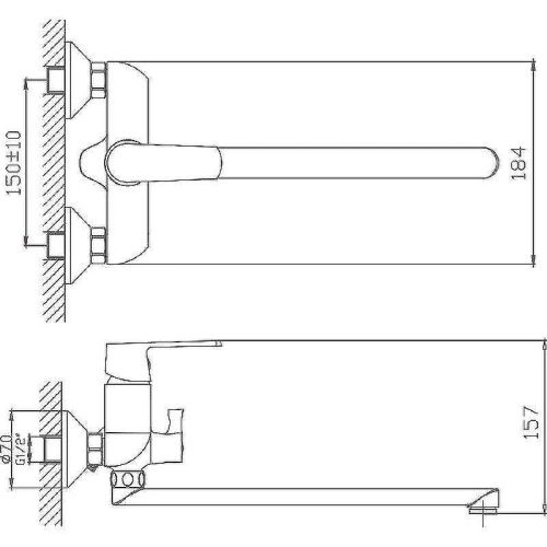 Смеситель для ванны и душа Haiba HB804 HB22804 настенный белый/хром - фото 3