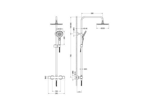 Душевая стойка Aquatek ЕВРОПА AQ2343MB настенная цвет черный с термостатом - фото 3