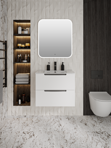 Тумба под раковину Runo Lina 00-00004605 80х50 подвесная цвет белый - фото 4