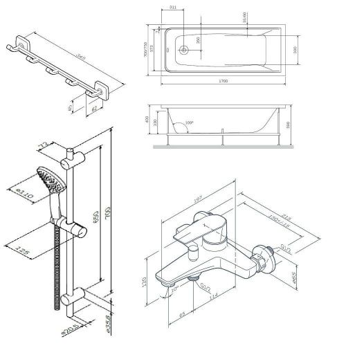 Ванна акриловая Am.Pm Gem WK90EA 170х70 пристенная прямоугольная с каркасом - фото 5