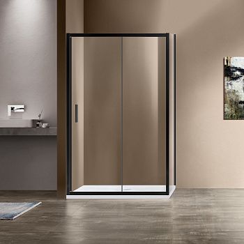 Душевой уголок Vincea Garda VSR-1G1013CLB 130х100 стекло прозрачное профиль черный без поддона