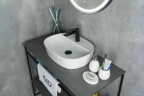 Раковина керамическая Gid Lago 51166 50х40 накладная цвет белый 1 отверстие под смеситель - фото 5