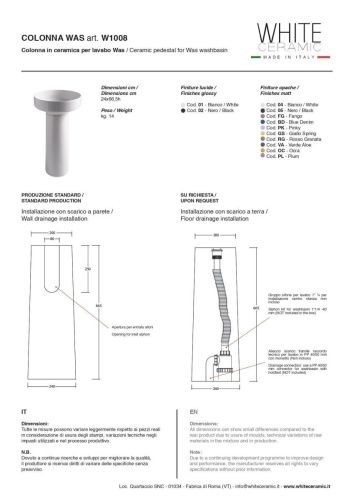 Раковина керамическая White Ceramic Was W100801 напольная цвет белый - фото 2