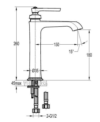 Смеситель для раковины Cezares LIBERTY LIBERTY-F-LC-01-W0 на столешницу хром - фото 2