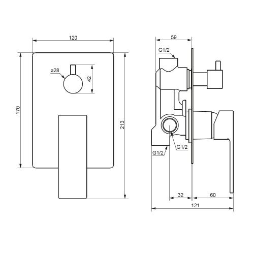 Смеситель для ванны и душа Damixa Gala 537100300 встраиваемый в стену черный - фото 5
