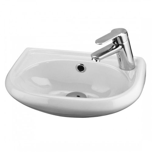 Раковина из сантехнического фарфора Santek Бриз 1WH110445 40х30 подвесная цвет белый 1 отверстие под смеситель - фото 2