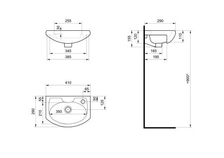 Раковина из сантехнического фарфора Santek Азов WH110254 40х30 накладная цвет белый