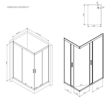 Душевой уголок Am.Pm Gem W90G-404-120290-MT 120х90 стекло прозрачное профиль хром без поддона