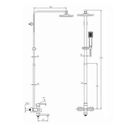 Душевая стойка G.Lauf NEB16-A123 настенная цвет хром - фото 3