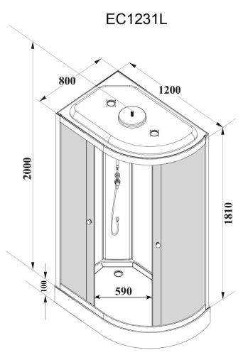 Душевая кабина Parly Classic EC1231L 120х80 асимметричная с крышей ориентация левая - фото 4