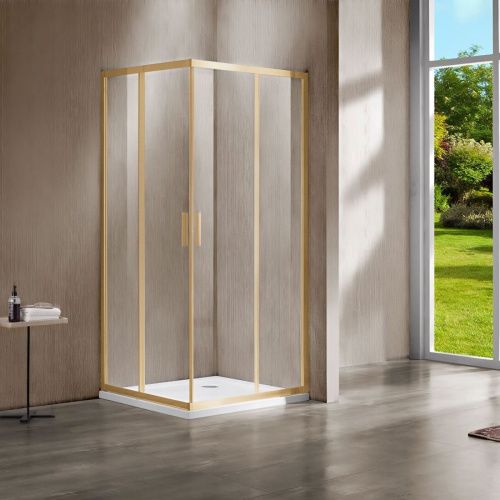 Душевой уголок Vincea Garda VSS-1G900CLG 90х90 стекло прозрачное профиль золото без поддона