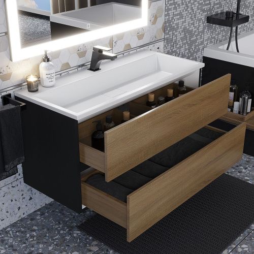 Тумба с раковиной Uperwood Barsa 293020544 100х50 цвет коричневый/черный - фото 4