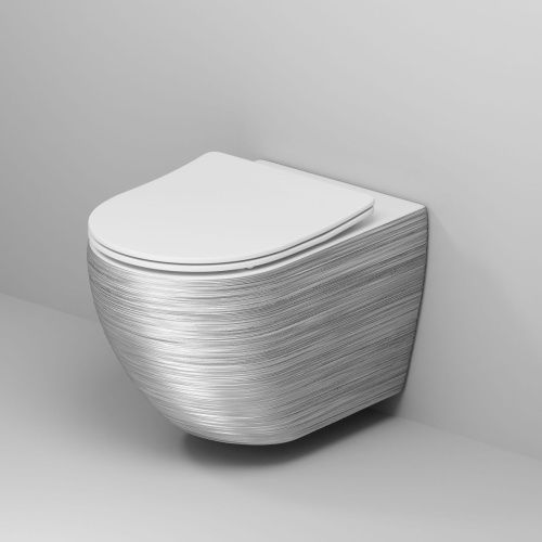 Унитаз подвесной Grossman Color GR-4411SWS серебро/белый с сиденьем безободковый каскадный смыв - фото 2
