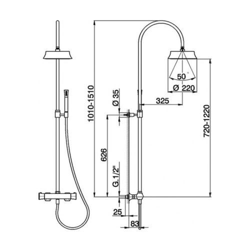 Душевая стойка Cisal Cherie CEC8001021 настенная цвет хром - фото 2