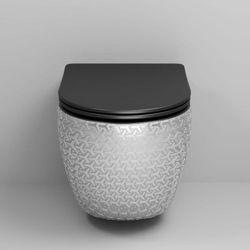 Унитаз подвесной Grossman Color GR-4411SBRS серебро/белый с сиденьем микролифт безободковый каскадный смыв - фото 3