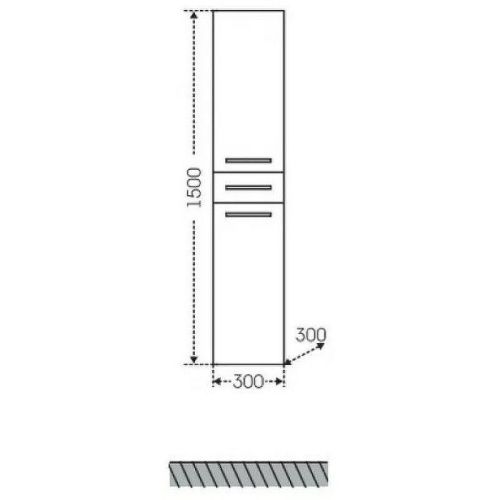 Шкаф-пенал СанТа Омега 507002 30х150 подвесной цвет белый - фото 3