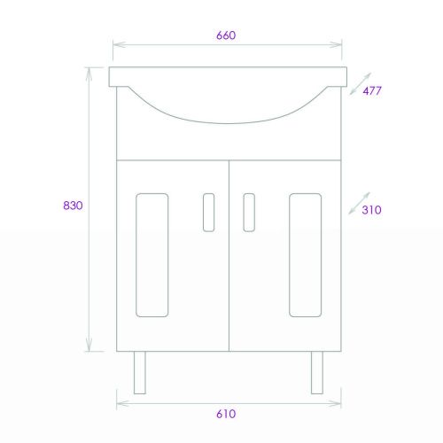 Тумба под раковину Onika Кристалл 106545 60х30 напольная цвет белый - фото 3