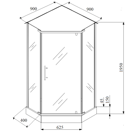 Душевой уголок Parly ZPE911 90х90 стекло тонированное профиль хром с поддоном