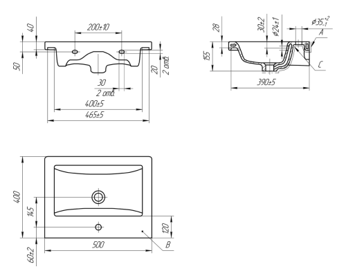 Раковина мебельная керамическая Cersanit Como 50 S-UM-COM50/1-w 50х40 накладная цвет белый 1 отверстие под смеситель - фото 4